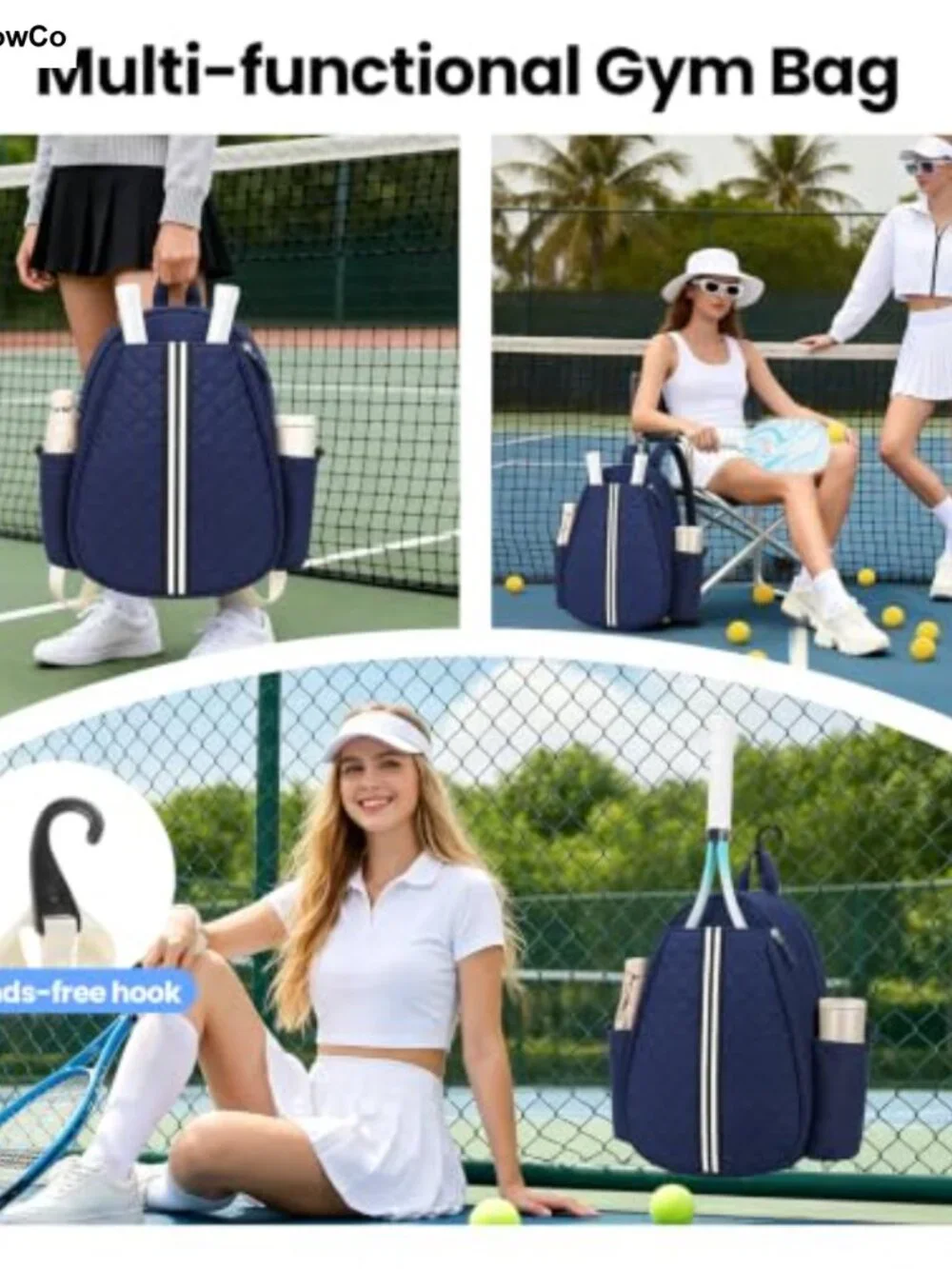 Tennis Racket Bag, Lightweight Quilted Polyester Sports Bag for Pickleball